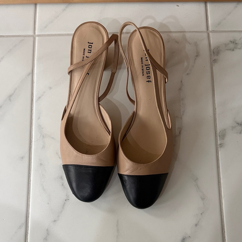 Josef Seibel Black and Tan Slingback Heels
